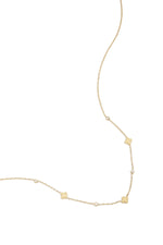 Halskette mit Kleeblättern und runden Zirkonia-Steinen