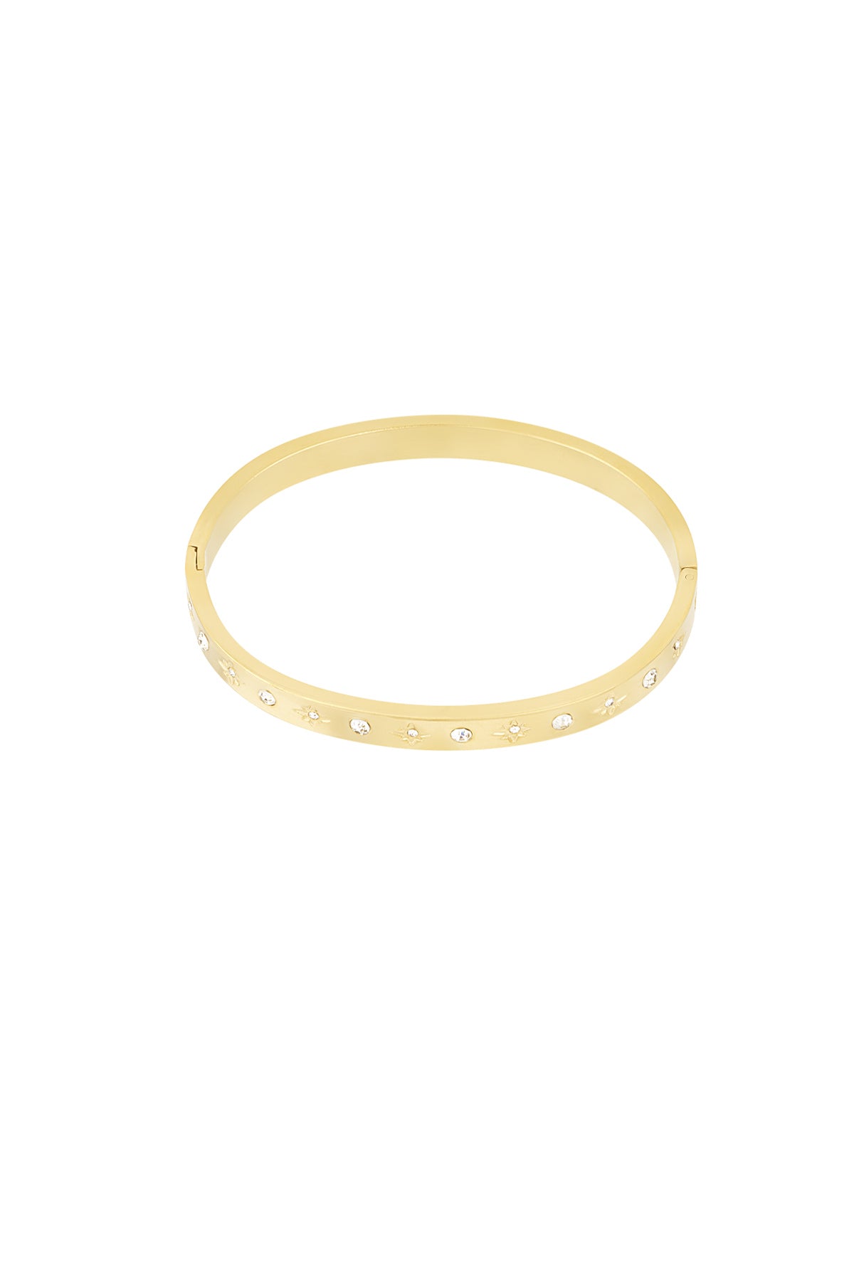 Spark Shine Bracelet – Armreif aus Edelstahl mit Strasssteinen und Sternchen in Gold