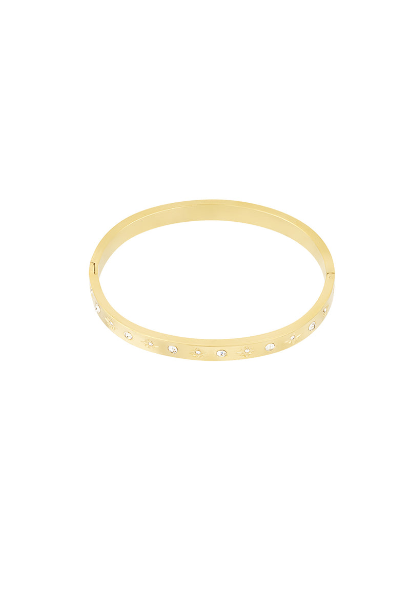 Spark Shine Bracelet – Armreif aus Edelstahl mit Strasssteinen und Sternchen in Gold