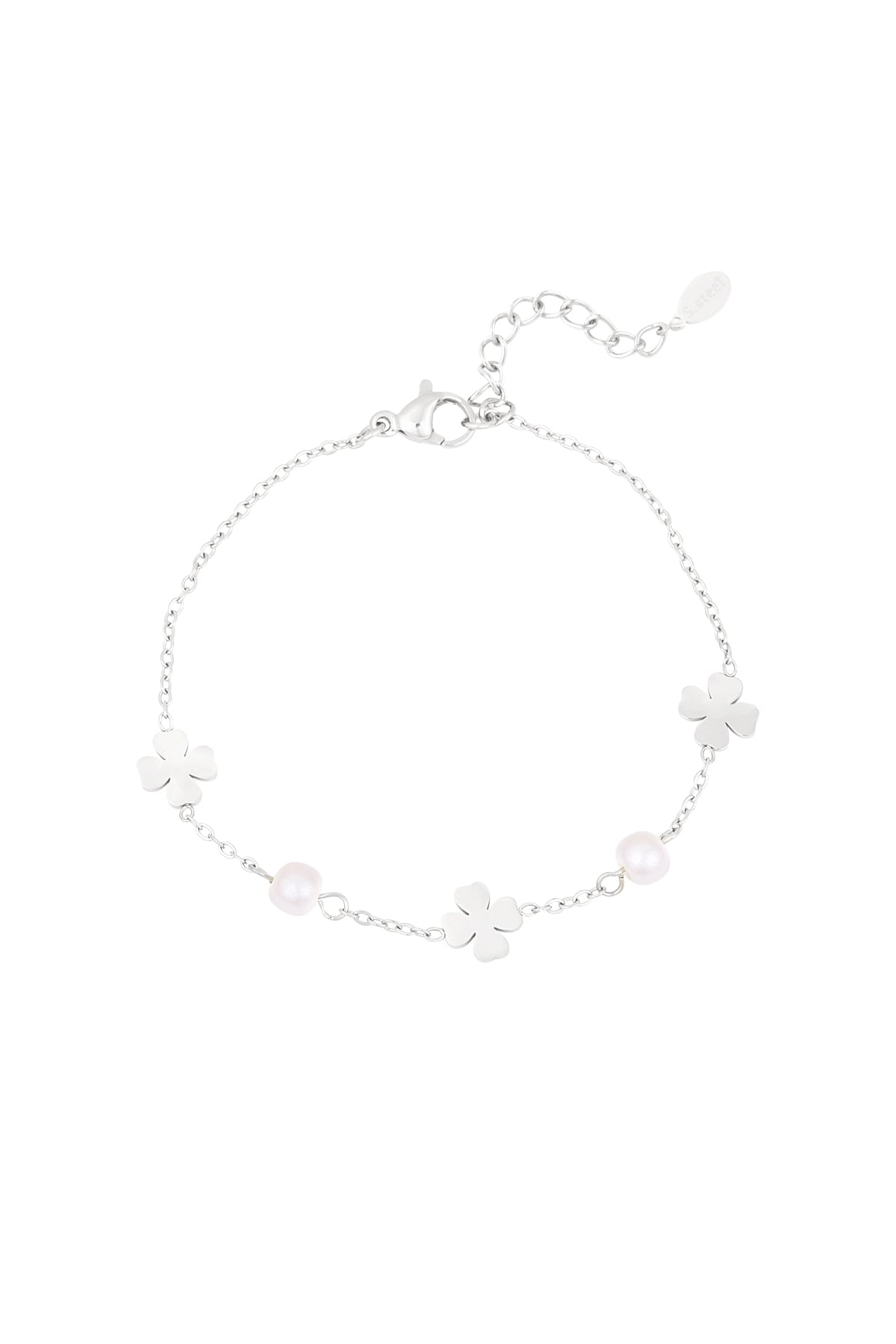 Armband Perle und Kleeblatt - Goldfarben