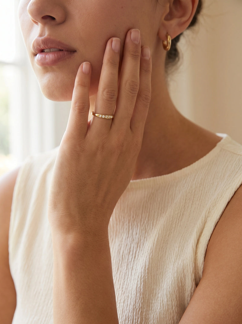 Luna Crystal Cuff Ring