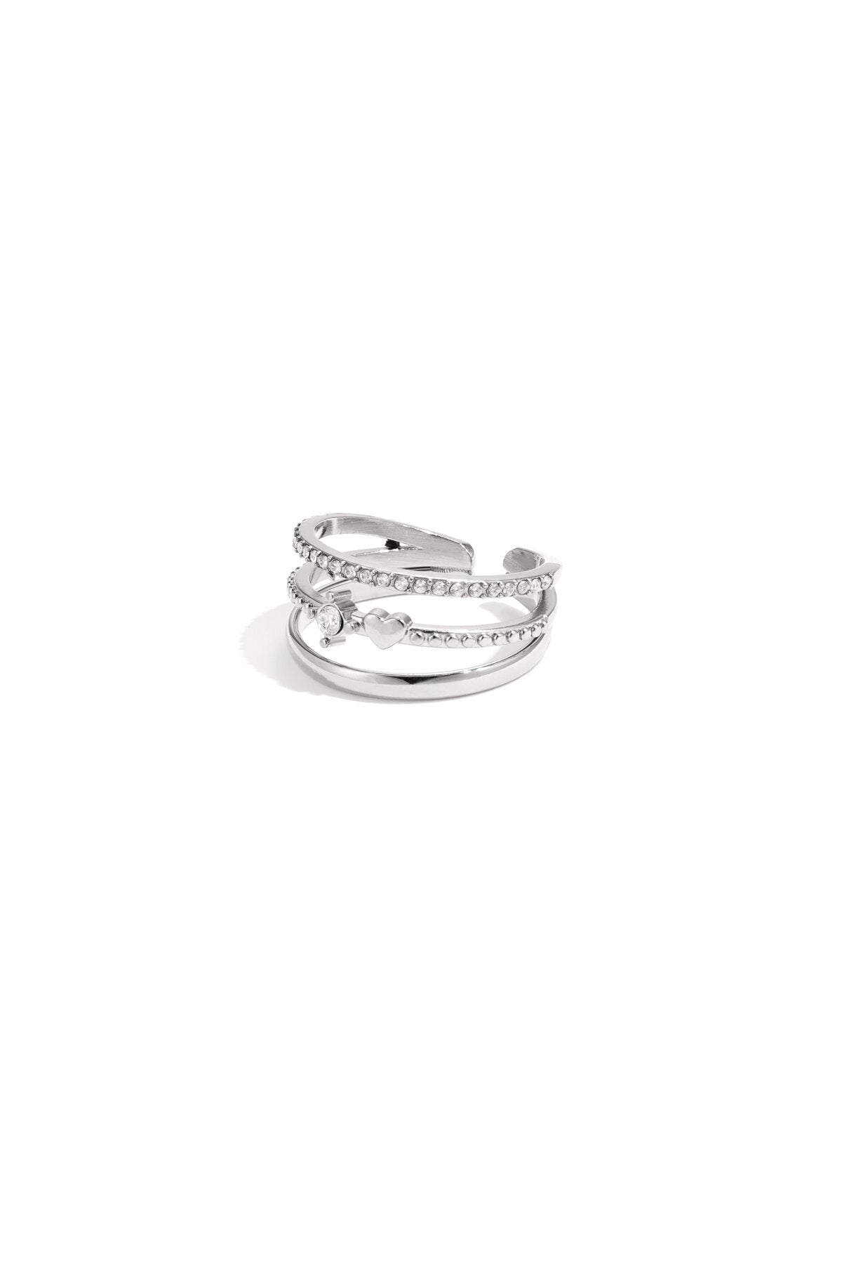 Aurea Bloom Ring – verstellbarer Ring mit Strasssteinen aus Edelstahl in Gold und Silber