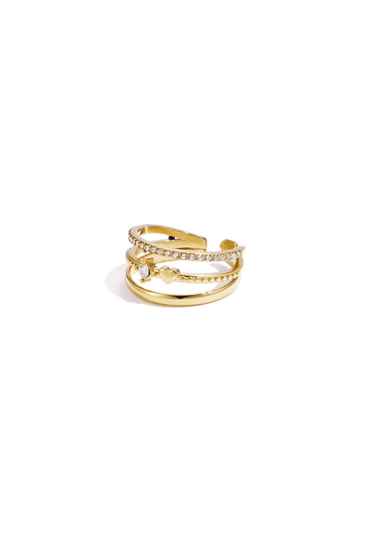 Aurea Bloom Ring – verstellbarer Ring mit Strasssteinen aus Edelstahl in Gold und Silber