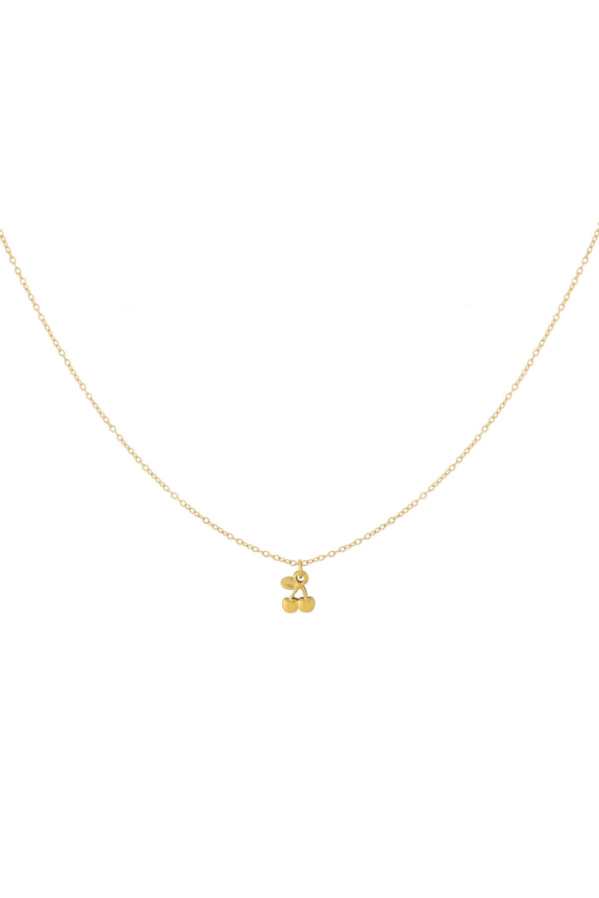 Cherry Charm Necklace – Halskette mit Kirsch-Anhänger aus Edelstahl in Gold