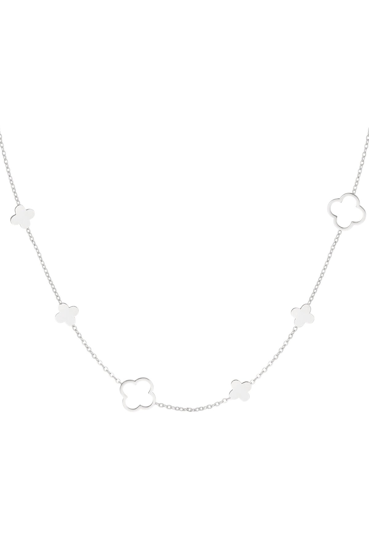 Clover Bloom Necklace – Halskette mit Kleeblatt-Anhängern aus Edelstahl in Gold und Silber