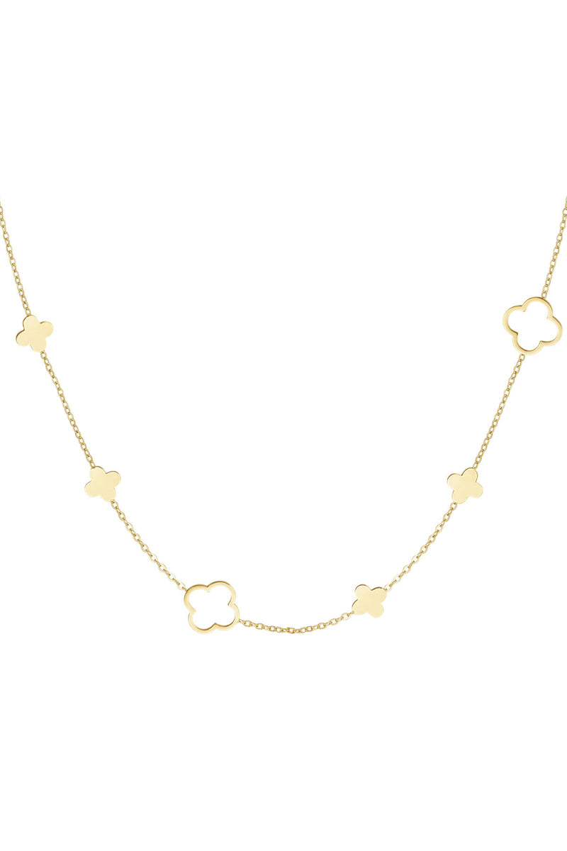 Clover Bloom Necklace – Halskette mit Kleeblatt-Anhängern aus Edelstahl in Gold und Silber