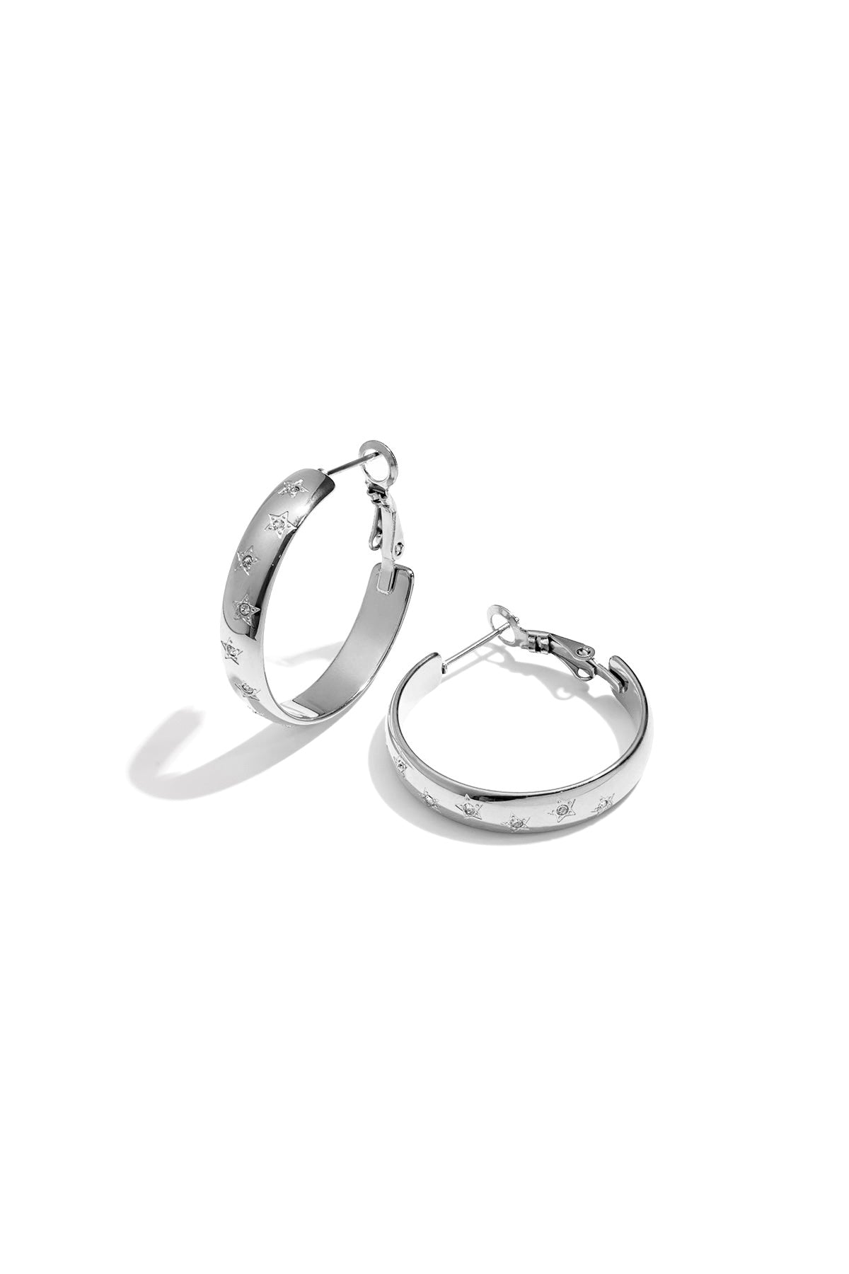 Glow Stone Earrings – Creolen aus Edelstahl mit Strassdetails in Gold und Silber
