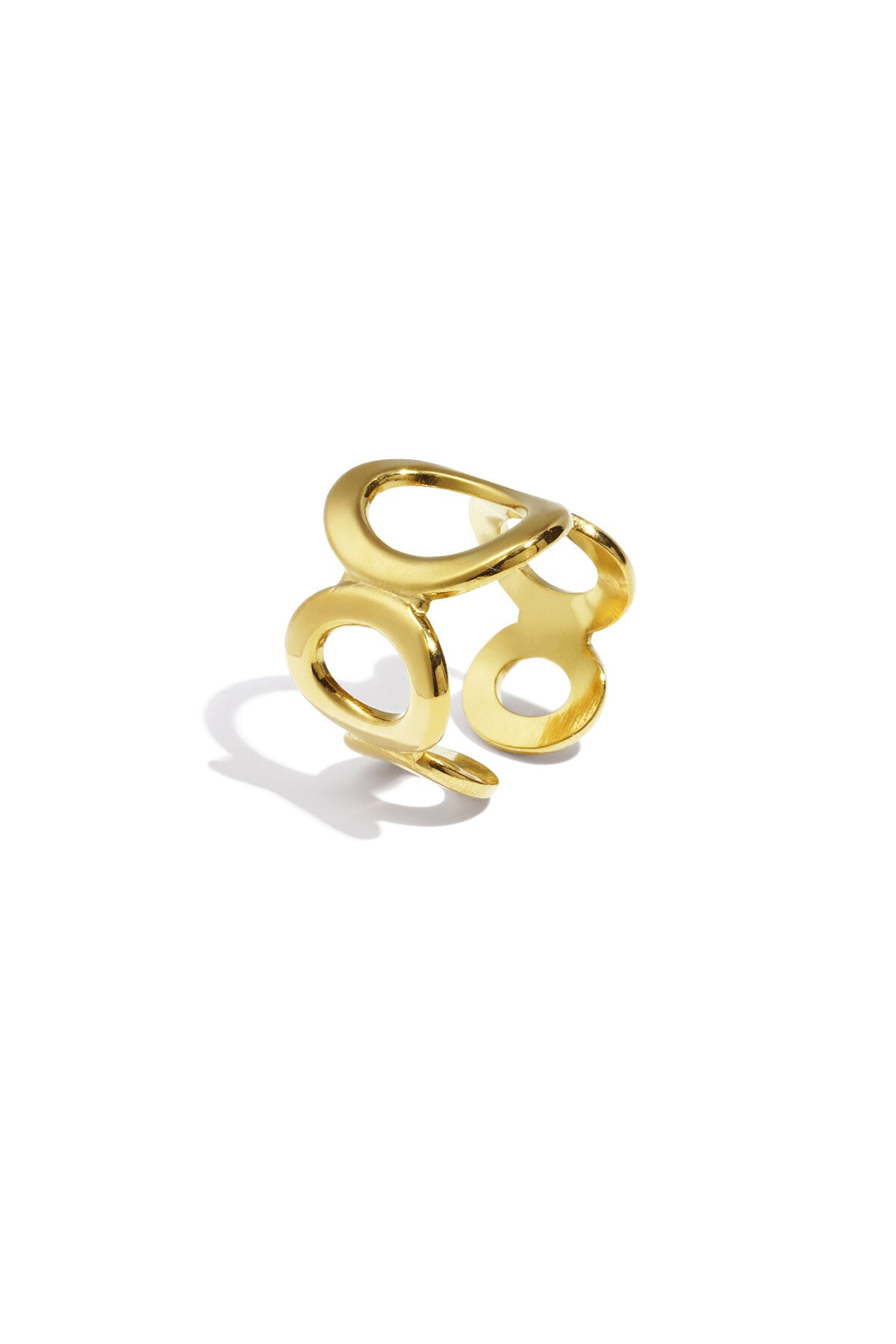 Kora Ring – Ring mit ineinandergreifenden Kreisen aus Edelstahl in Gold und Silber