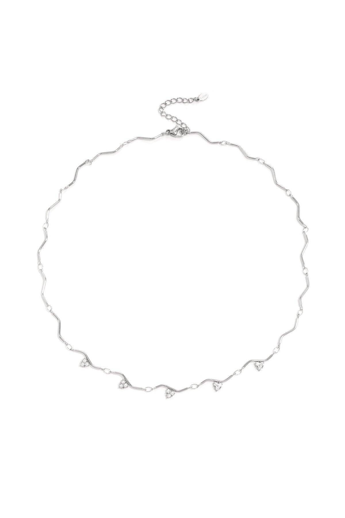 Ocean Curve Necklace – Schlüsselbeinkette aus Edelstahl mit Strasssteinen in Gold und Silber
