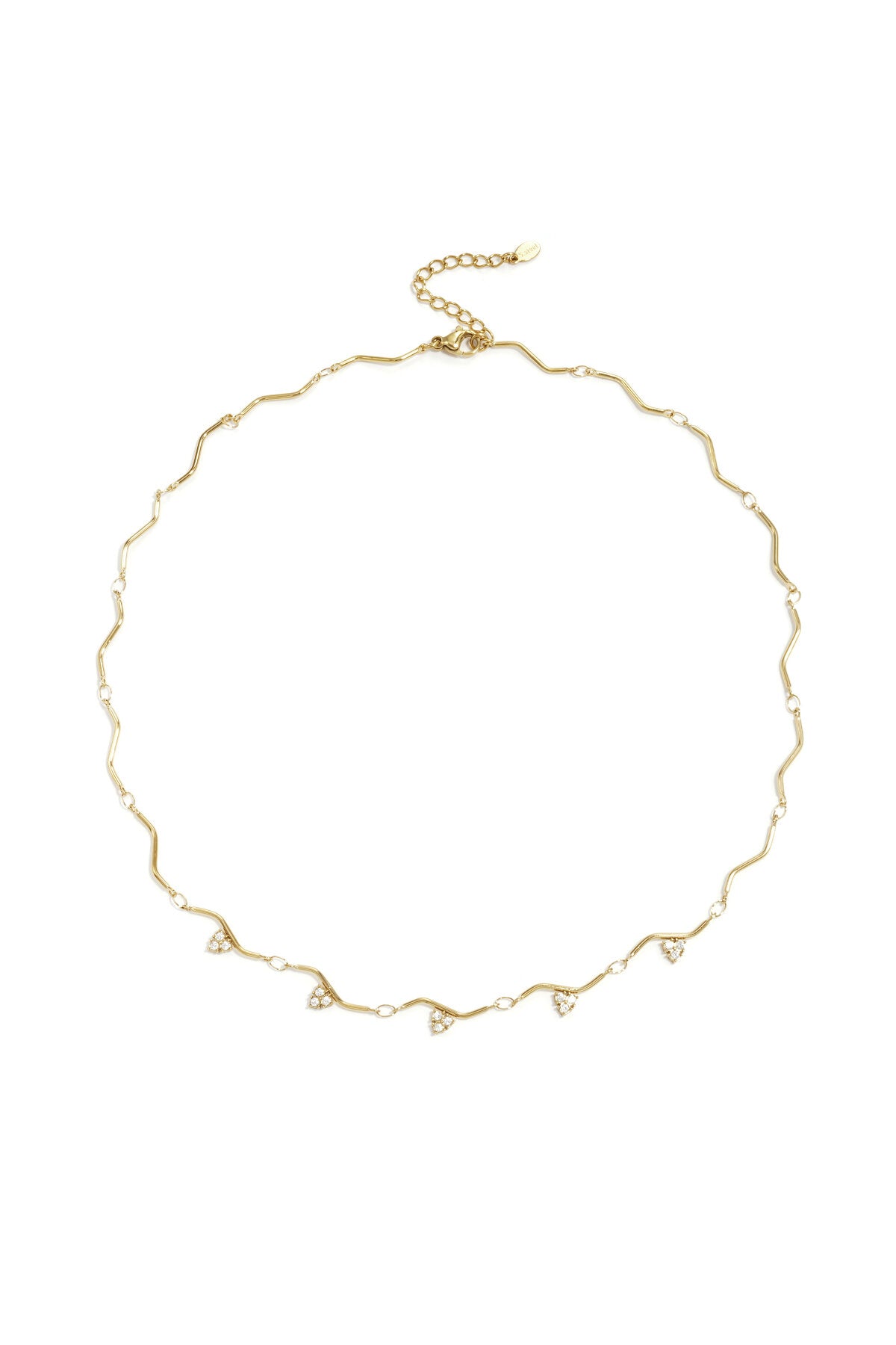 Ocean Curve Necklace – Schlüsselbeinkette aus Edelstahl mit Strasssteinen in Gold und Silber