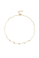 Ocean Curve Necklace – Schlüsselbeinkette aus Edelstahl mit Strasssteinen in Gold und Silber