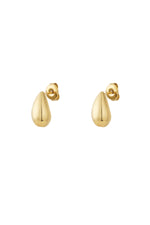 Pure Drops Earrings – Ohrstecker in Tropfenform aus Edelstahl, 14 Karat vergoldet