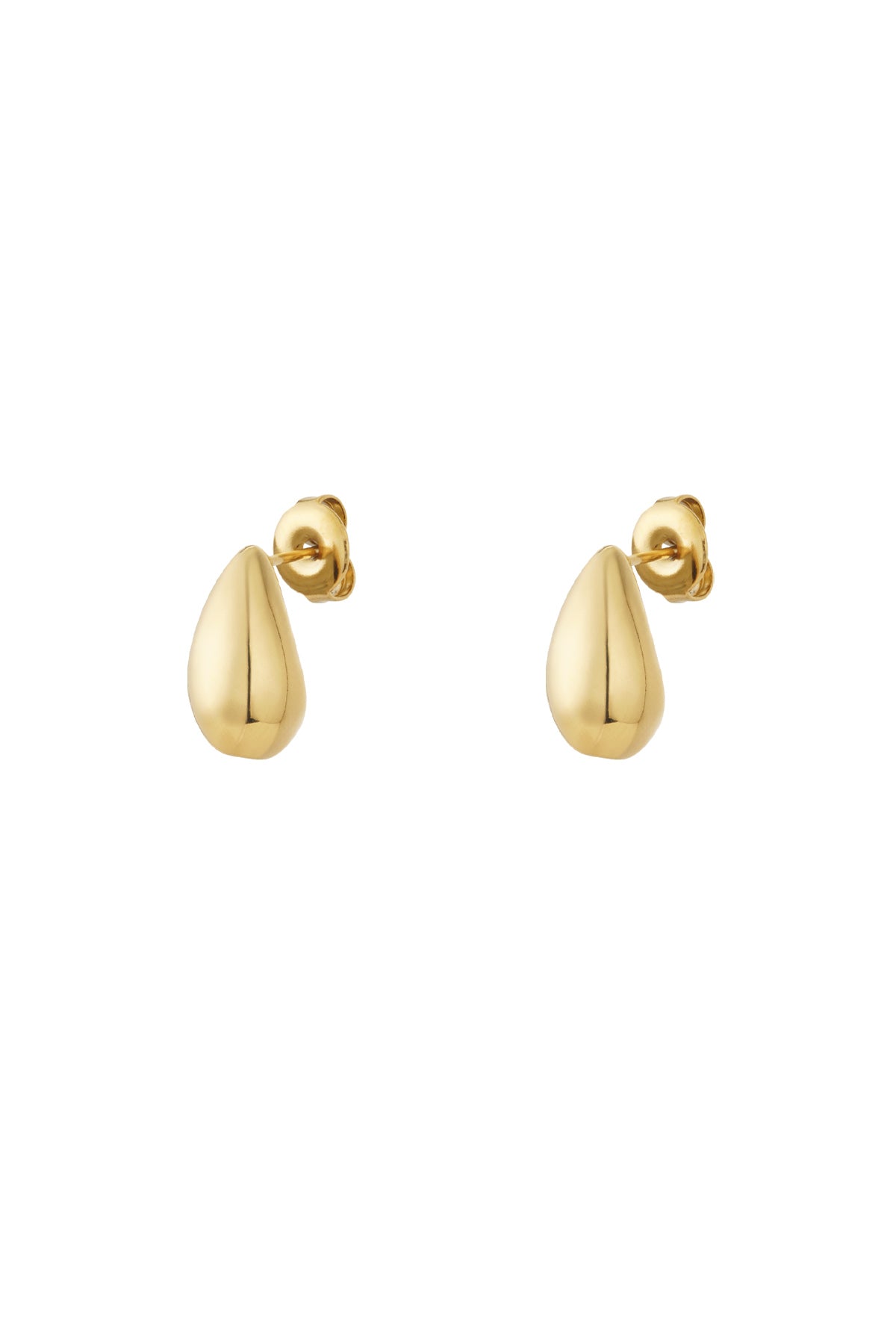 Pure Drops Earrings – Ohrstecker in Tropfenform aus Edelstahl, 14 Karat vergoldet