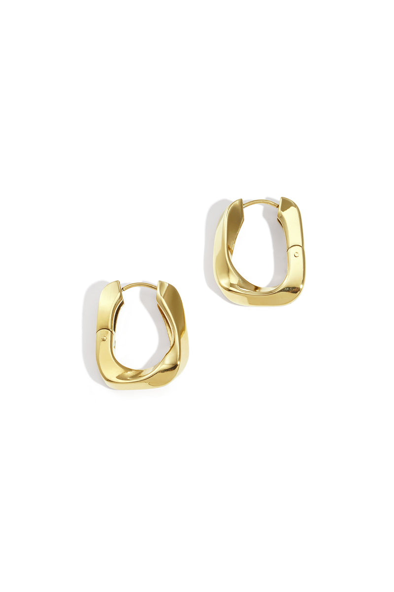 Sculpted Hoop Earrings – angular stainless steel hoop earrings in gold and silver