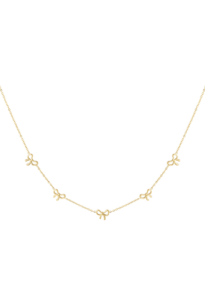 Seline Knot Necklace – stainless steel necklace with bow pendants in gold and silver