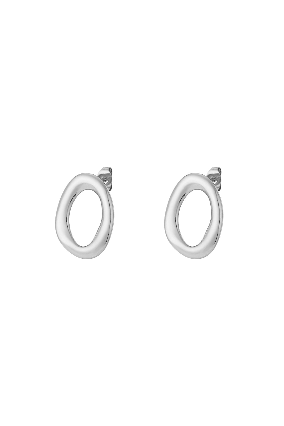 Solea Oval Earrings – unregelmäßig geformte Ohrstecker aus Edelstahl, 14 Karat vergoldet