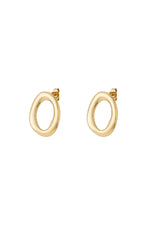 Solea Oval Earrings – unregelmäßig geformte Ohrstecker aus Edelstahl, 14 Karat vergoldet