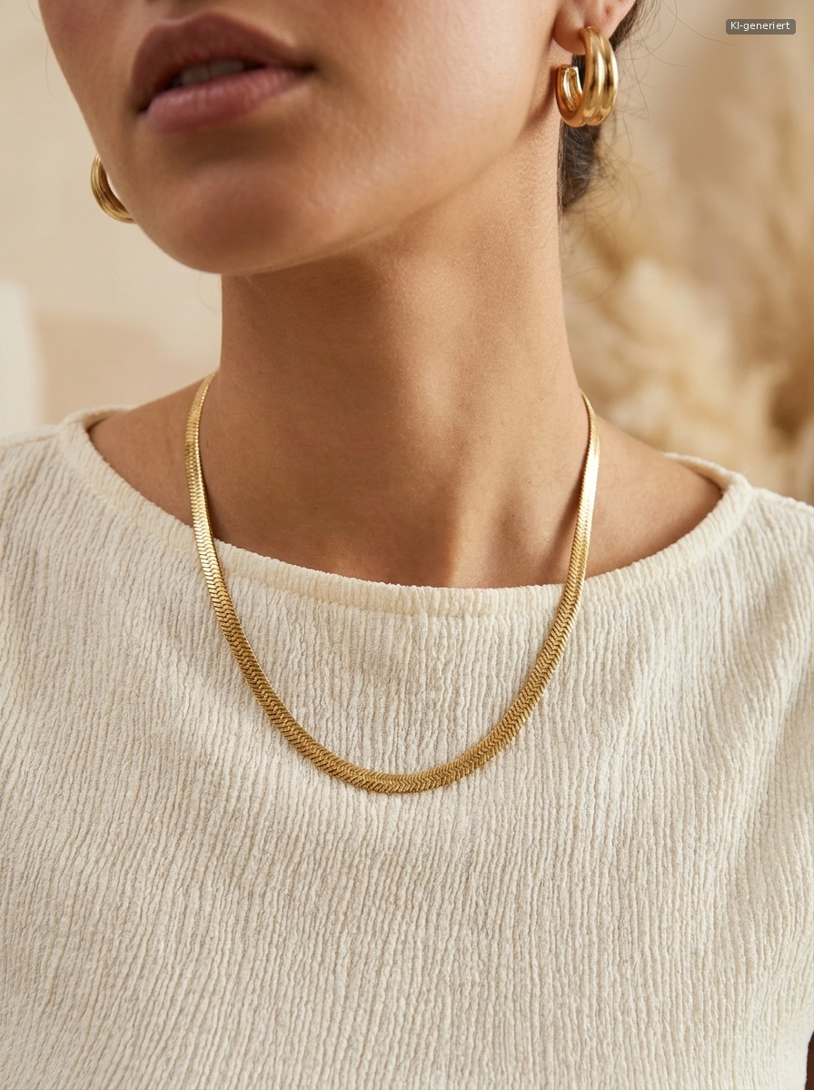Lumina Snake Necklace Gold getragen (KI-generiert)