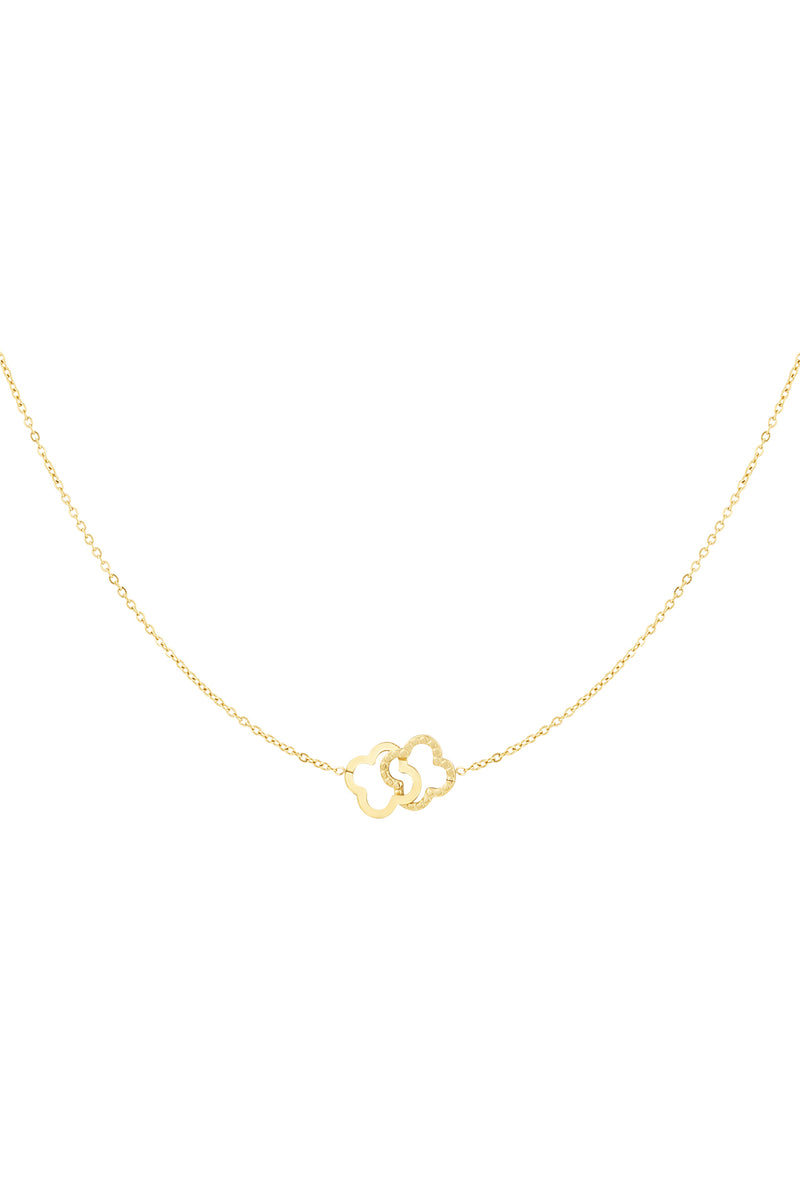 Twin Clover Necklace – Halskette mit Kleeblatt-Anhänger aus Edelstahl in Gold und Silber