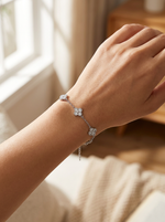 Zirkonia Clover Bracelet – Farboption Silber